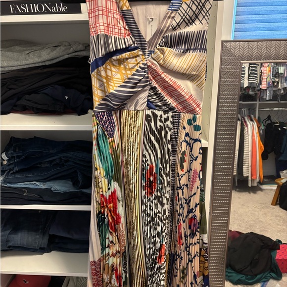 Red and Blue Sleeveless Sundress with V-neck for Cocktail - Picture 1 of 5